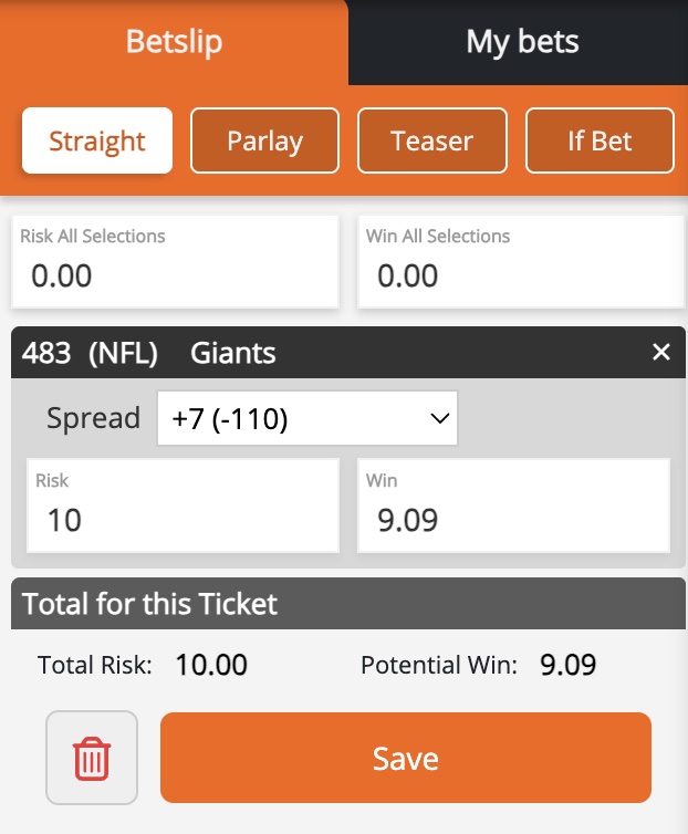Points Spread Bet at BetWhale Sportsbook